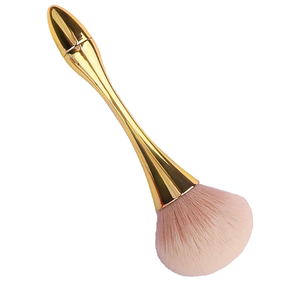 Gold Rose Nail Dust Brush With Soft Dense Bristles, Ergonomic Grip For Nail Art Cleaning And Travel