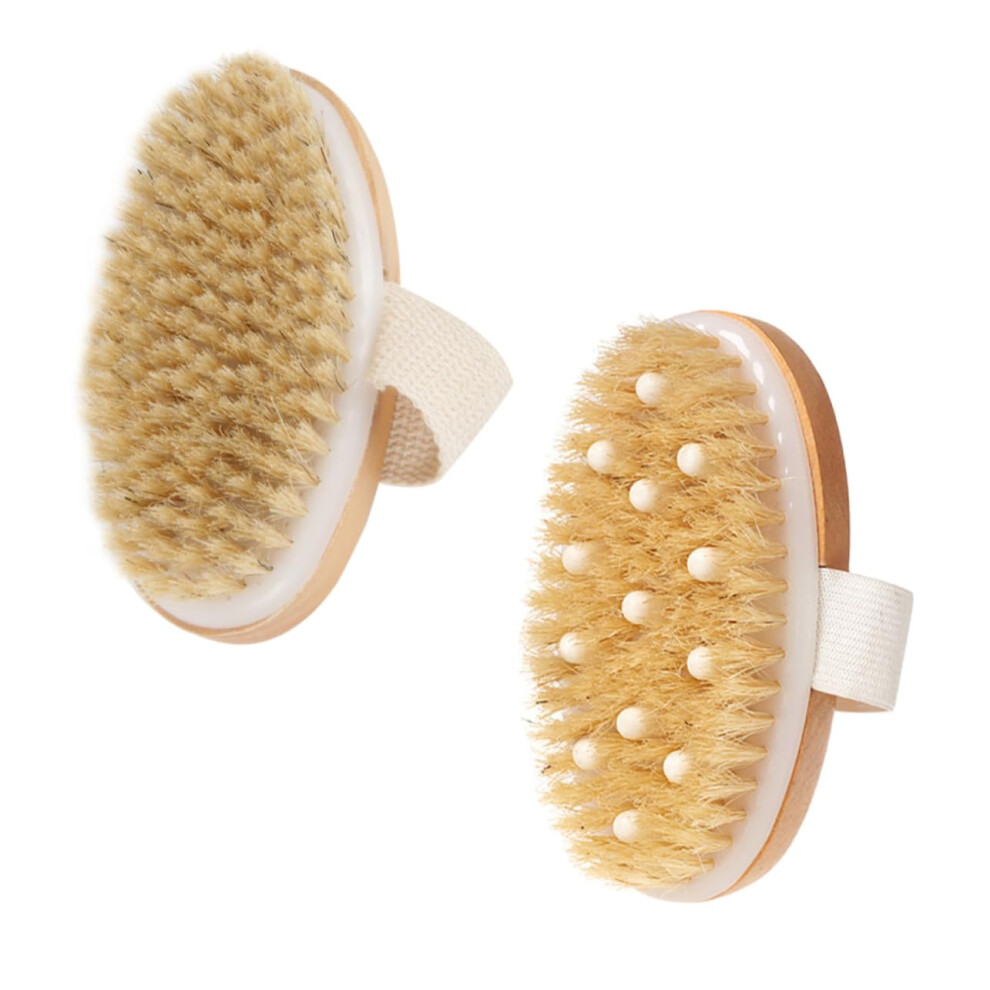 2pcs Wooden Bath Brush Natural Boar Bristle Body Scrub Brush for Gentle Exfoliation and Massage