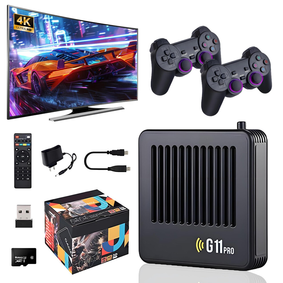 Retro Game Console 4K Hd Output With 30000+ Games Dual Wireless Controllers Hdmi 64Gb 9113335758049