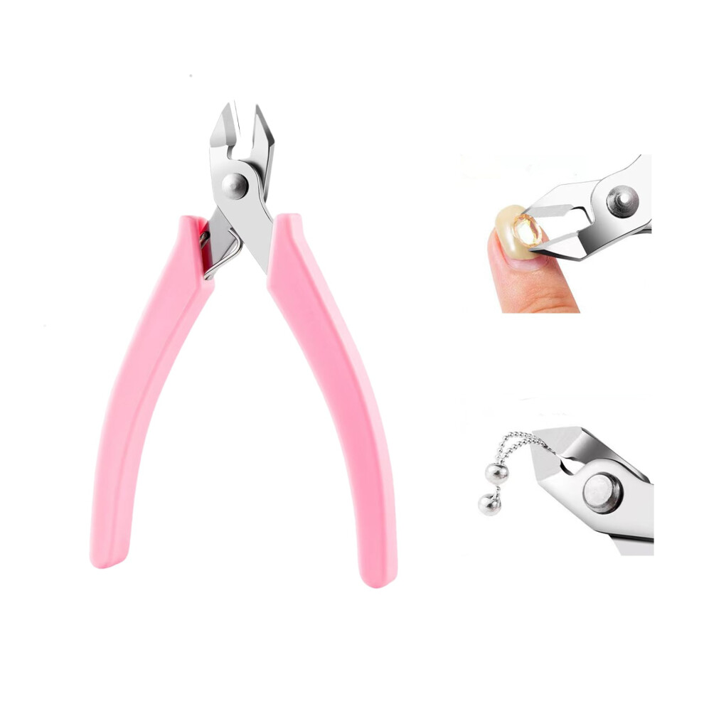 Nail Rhinestone Remover Pliers Stainless Steel Pink Diy Manicure Tool With Precision Angled Tips 9044945455960