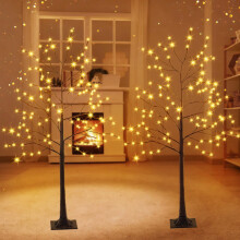2 Pcs 4ft Lighted Birch Tree with 96 LED Warm White Lights, 8 Modes, Timer, Indoor Outdoor Decor