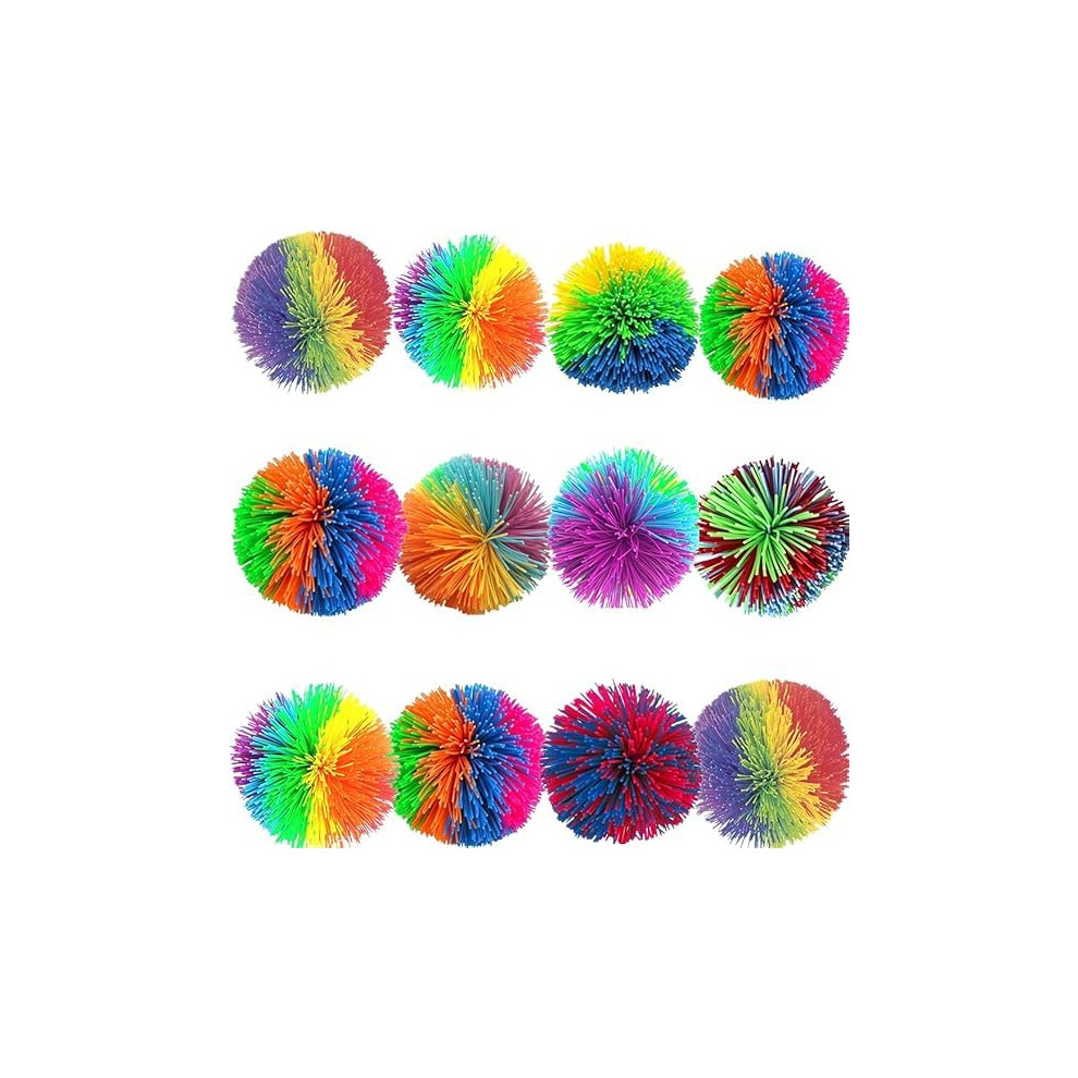 12 PCS Monkey Stringy Stress Relief Balls Colorful Rubber Fidget Balls 7cm Bouncy Play Balls