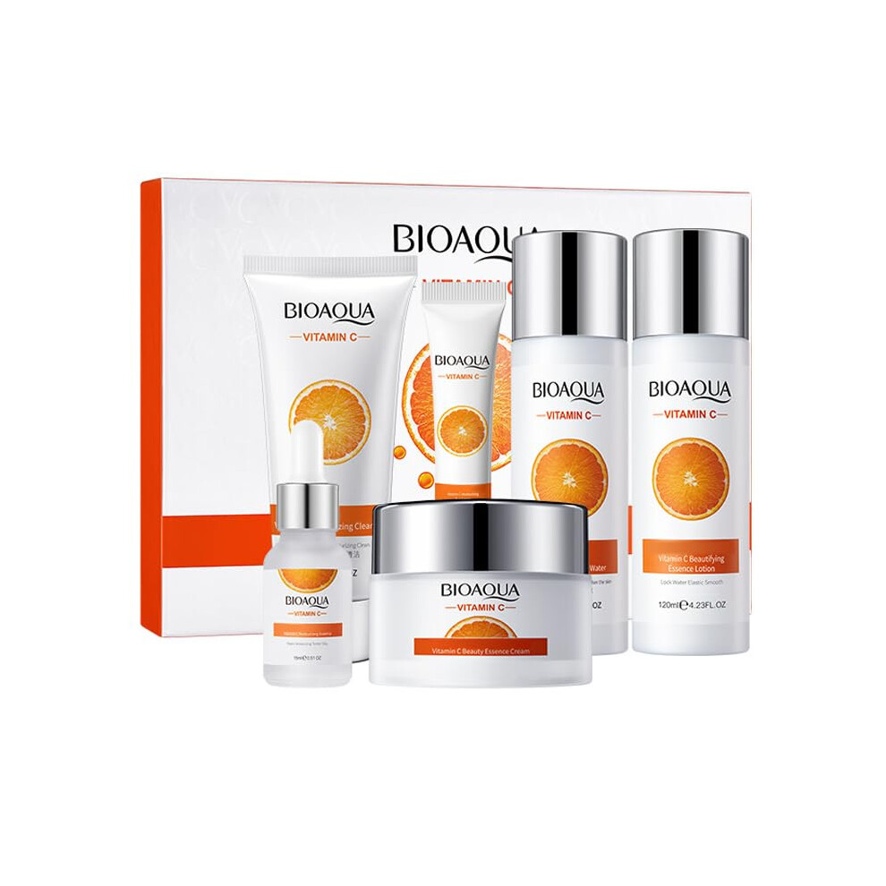 Vitamin C Skincare Set with Deep Hydration for Improved Skin Elasticity, 6Piece Facial Care Kit
