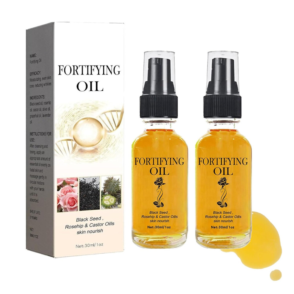 Black 2Pcs Nourishing Face Serum With Castor, Seed And Rosehip Oils For Deep Skin Hydration