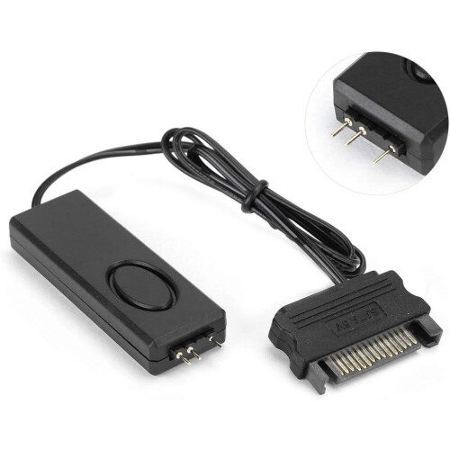 Mini 5V 3‑Pin ARGB Controller with RF Remote, SATA Powered PC Fan and LED Strip Lighting 1