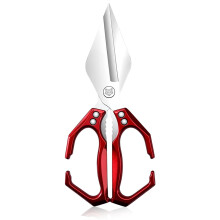 Heavy Duty Kitchen Scissors Stainless Steel Shears for Meat Poultry Seafood with NonSlip Grip Red