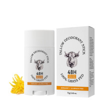 Natural Aluminum Grass Fed Tallow Deodorant Stick with Bergamot Scent and 48 Hour Odor Protection