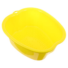 Foot Bath Basin with Ergonomic Handles for Home Pedicure and Relaxation Yellow Plastic Tub