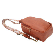 Brown PU Leather Sling Chest Bag, 0.8L, 20x12x6 cm