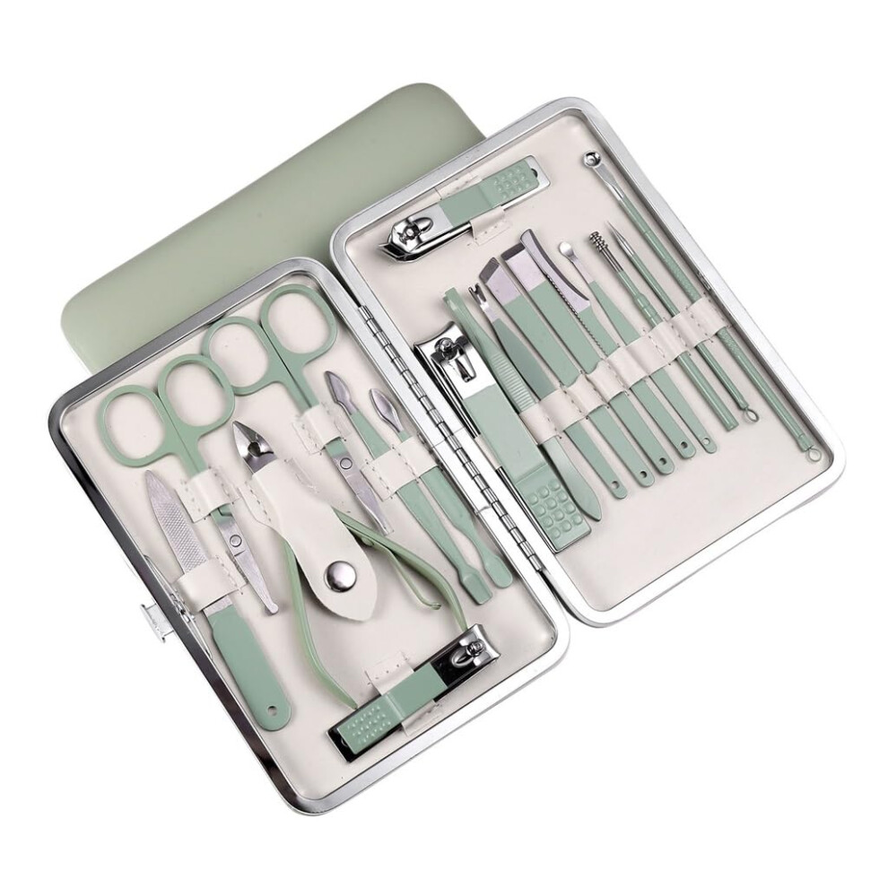 Manicure Pedicure Set 18pcs Stainless Steel Nail Clipper Kit with Dead Skin Scissors for Travel