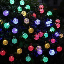 Solar String Lights Outdoor Waterproof Crystal Globe 30 LED 6.5m for Christmas Tree Patio Yard