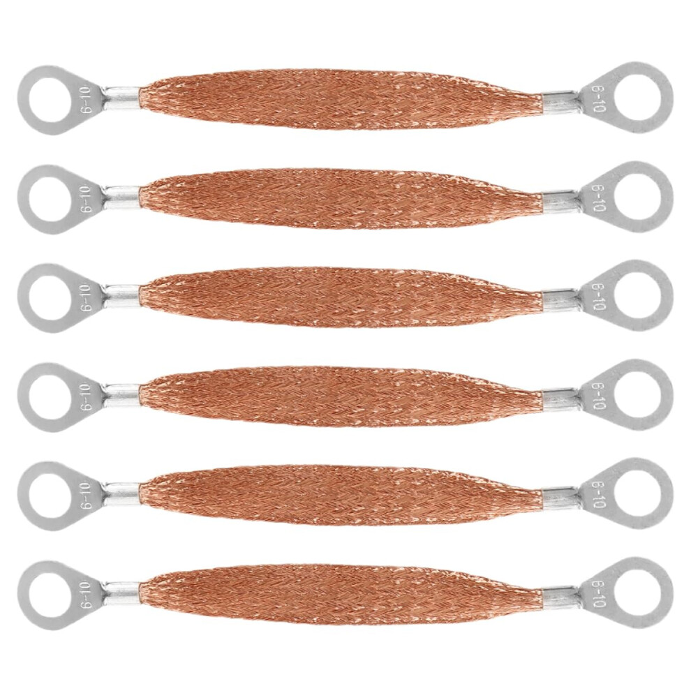 6Pcs Universal Copper Vehicle Grounding Strap With Flexible Flat Braided Design For Reliable Conductivity 9455672970334