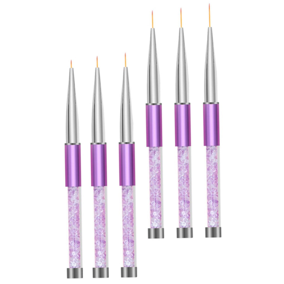 6pcs Professional Nail Art Brush Set with Fine Tip Liner Pens for Precision Detailing at Home or Salon