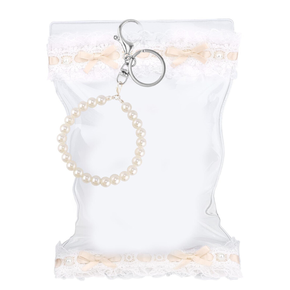Clear Figure Display Bag 5.9x9.8in Waterproof PVC Doll Protective Carrying Case with Pearl Keychain