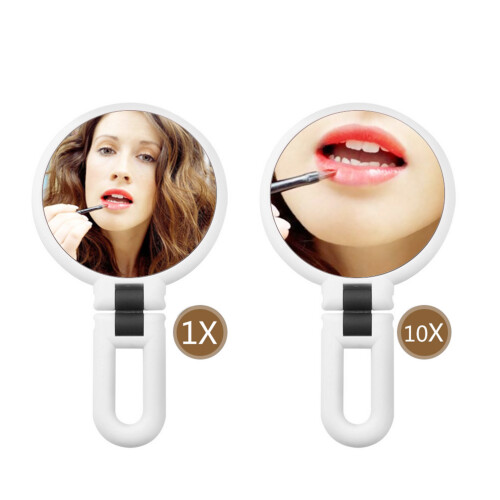 Lightweight And Compact Folding Makeup Mirror With Two-Sided Surface15X Magnification And Adjustable Handle For Versatile Beauty Care 2