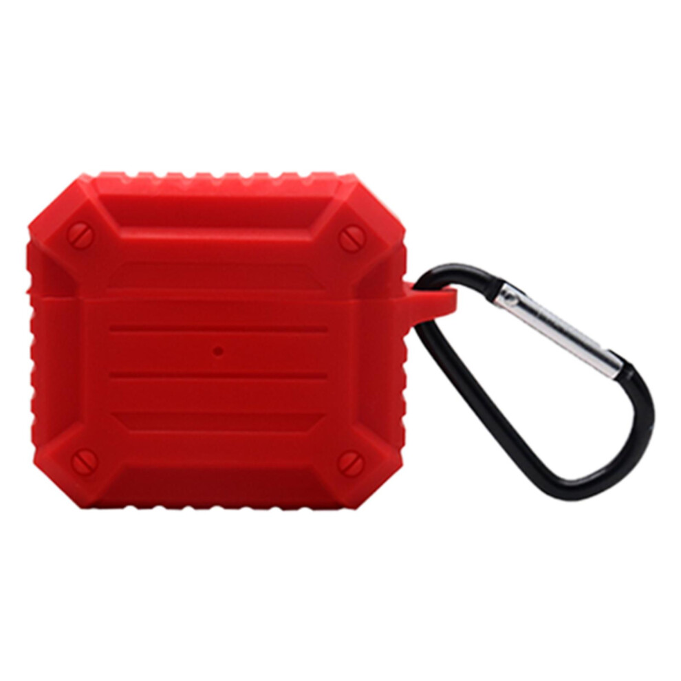 Airpods Pro Shockproof Protective Shell With Carabiner, Precise Cutout Support For Wireless Charging Full-Body Drop Resistance Color Red 9357860146418