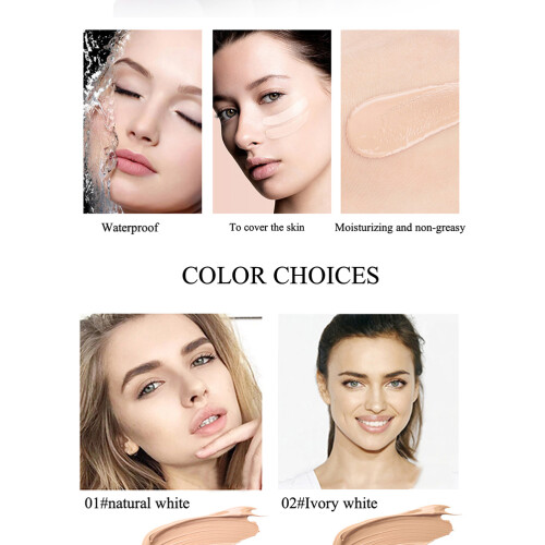 Αδιάβροχο Foundation Concealer για τον έλεγχο της λιπαρότητας, απαλό ματ υγρό, άψογο, 1