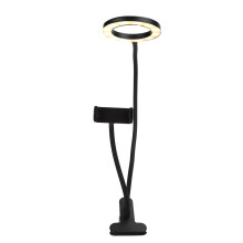 Live Stream Selfie Ring Light With LED Light And Cell Phone Holder, 3-Light Mode 10-Level Brightness Flexible Hose Bracket Remote Control Adjustable