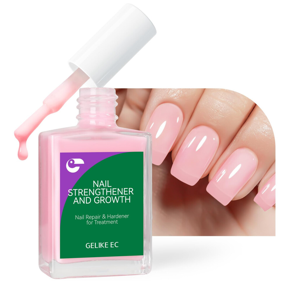 Pink Nail Strengthener For Weak And Damaged Nails With Protein Growth, Quick Dry Gloss Shine 15Ml