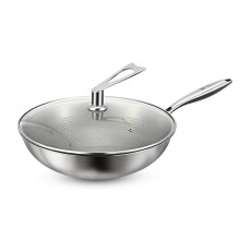 Titanium Hammered Nonstick Wok with Lid, Large Scratch Resistant Frying Pan for All Stovetops