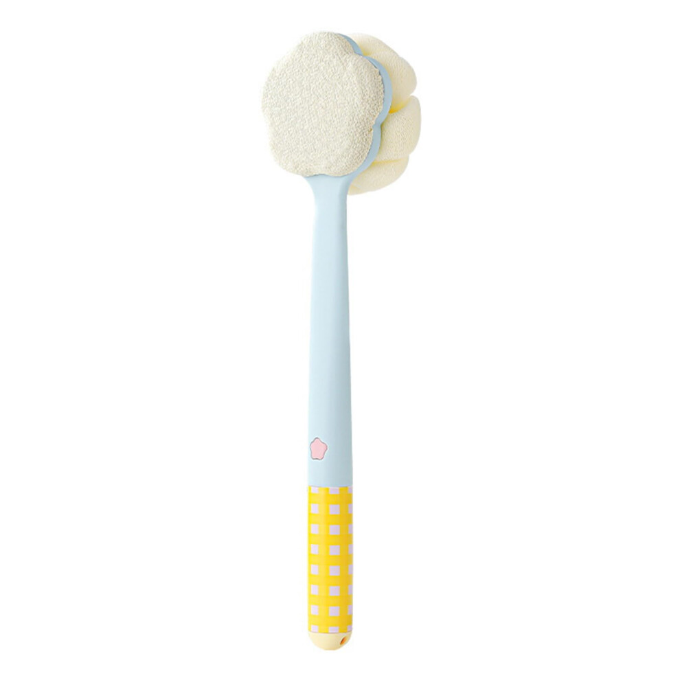 Bath Body Brush Long Handle 2 in 1 Shower Back Scrubber with Bristles and Loofah for Exfoliating