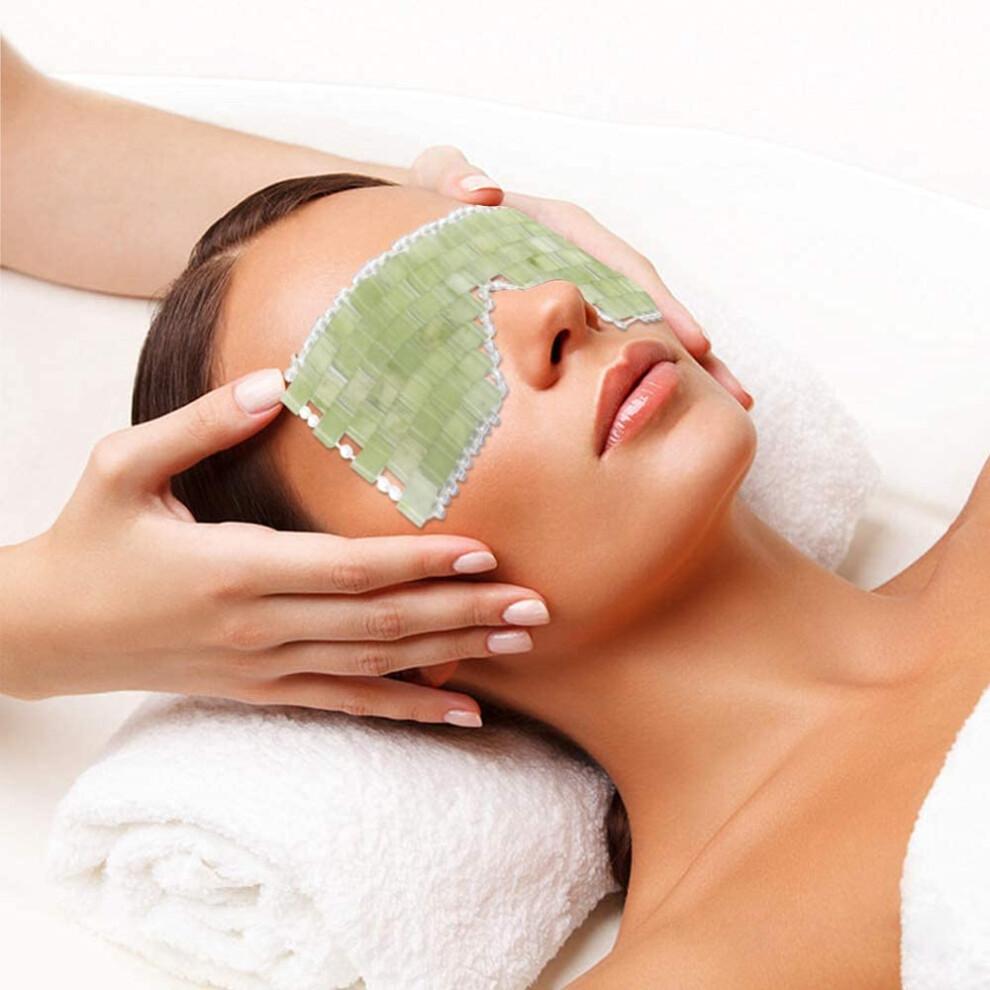 Jade Eye Mask 100% Natural Stone for Puffiness Dark Circles Hot Cold Therapy and AntiAging