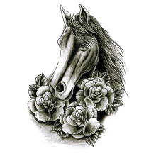 7 Sheets Temporary Tattoos Stickers Waterproof, Realistic Fake Animal Horse Skull, Semi Permanent for Adults and Kids