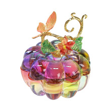 Crystal Glass Nail Dappen Dish with Lid, Pumpkin Shape Acrylic Nail Powder Liquid Cup for Art