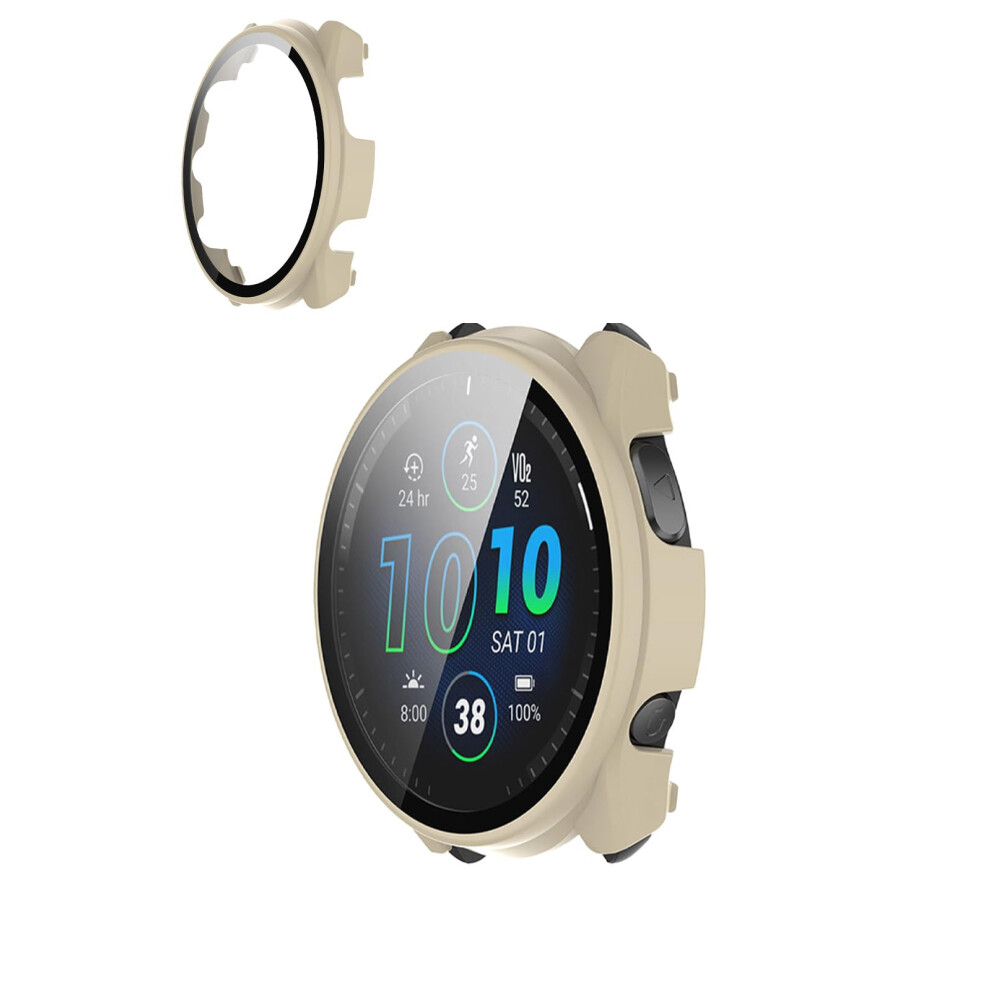 Case With Tempered Glass Screen Protector, Slim Hard Pc Full Cover For Garmin Forerunner 965 White 9092120470376