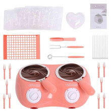 Electric Chocolate Melting Pot with Double Pots for Fondue and Candy Making, Pink Mini Dessert Maker