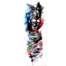 Waterproof Full Arm Temporary Tattoos, 6 Sheets Large 17x48cm Lion and Flower Sleeve Stickers