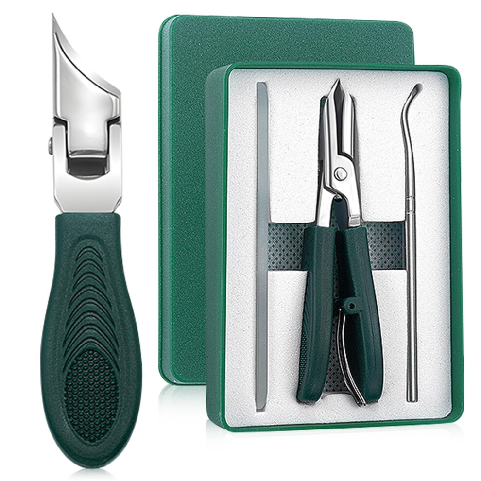 Toenail Clippers for Thick Nails, 3Piece Wide Jaw AntiSplash Set with Precision Ingrown Nail Cutter