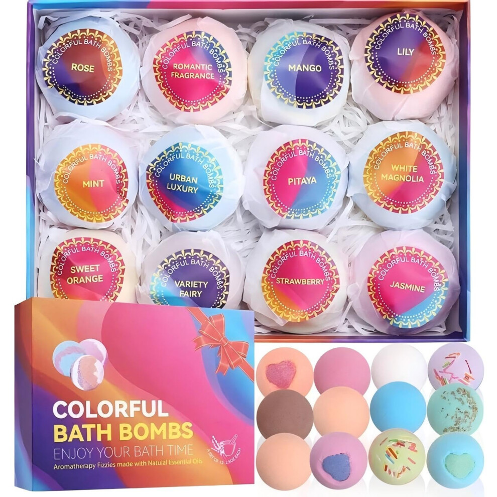 Bath Bombs Gift Set Luxury Handmade Shea Butter Donut Shape Vegan Spa Fizzies for Women