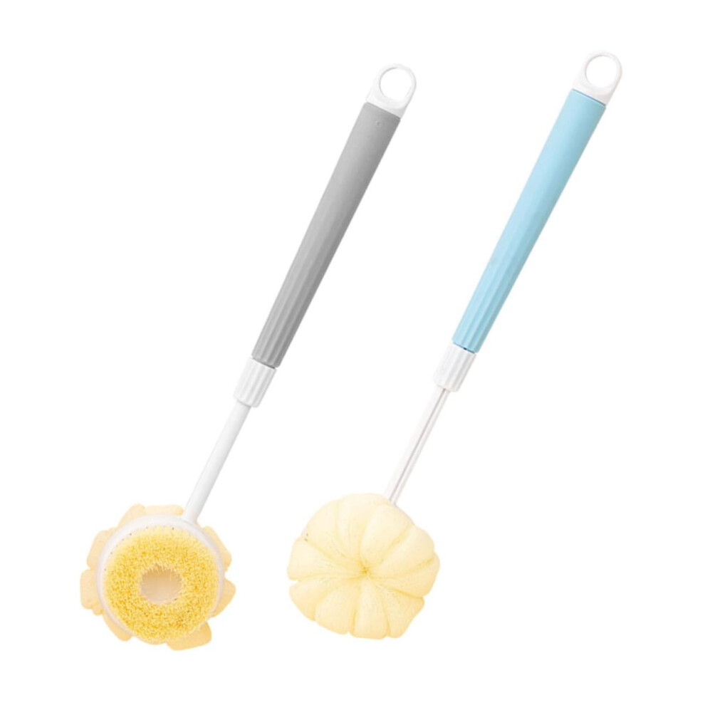 2pcs Long Handle Bath Brush and Back Scrubber with Soft Bristles, Adjustable for Elderly Shower