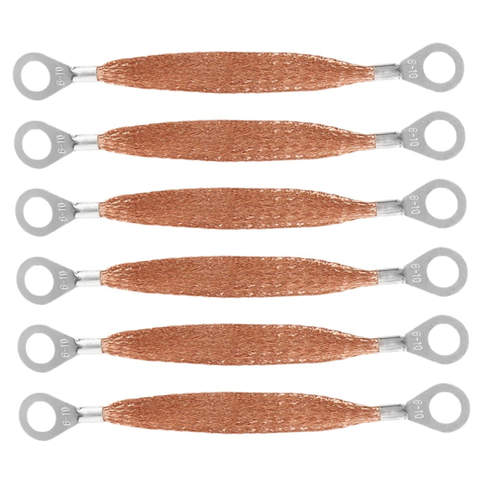 6Pcs Automotive Ground Strap Kit Flat Braided Copper Cable With Ring Terminals For Engine Electrical Systems 9070919050022