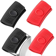 2 Pack Silicone Pot Handle Holder Heat Resistant NonSlip Grip Fits Cast Iron Skillet Red and Black