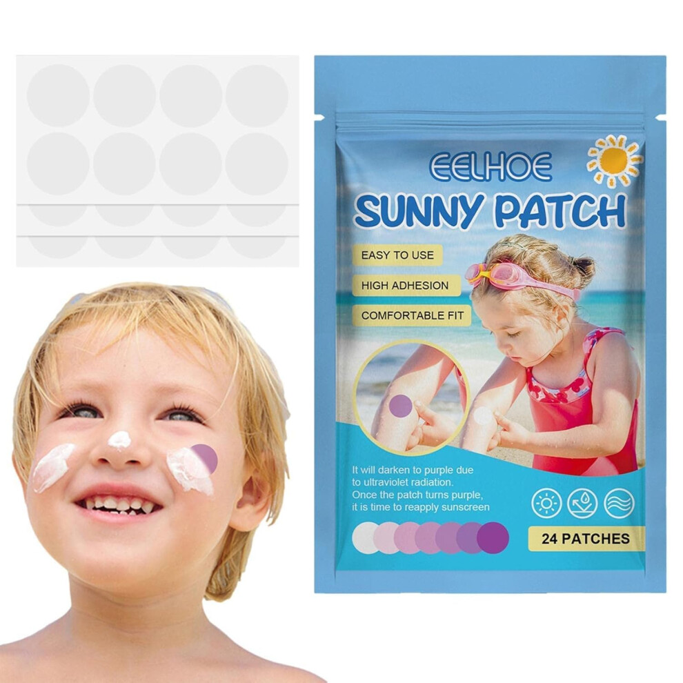 24 Pcs Waterproof ColorChanging UV Detection Stickers for Sunscreen Reapply Reminder