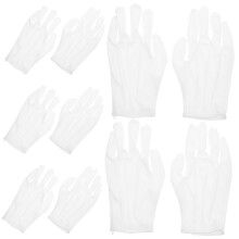 White Cotton and Polyester Gloves 10 Pairs Breathable Snug Fit for Jewelry Handling and Formal Use
