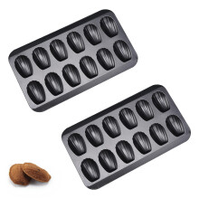 2 Pack 12Cavity Nonstick Madeleine Baking Pan, Carbon Steel French Shell Bakeware for Oven