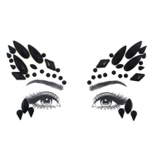 Halloween Face Stickers Waterproof Reusable Crystal Eyebrow Stickers for Masquerade Party 2Pcs