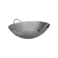 24 Inch Carbon Steel Cantonese Style Wok Pan with Double Handles for Extra Large Stir Fry Cooking