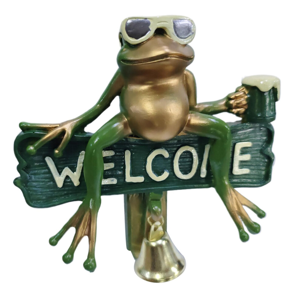 Decorative Door Bell Cast Iron Frog Design With Welcome Sign For Front Porch Or Garden Gate 9455672972956