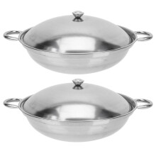 Stainless Steel Wok with Lid 24cm Nonstick ScratchResistant Pan for Induction and All Stoves