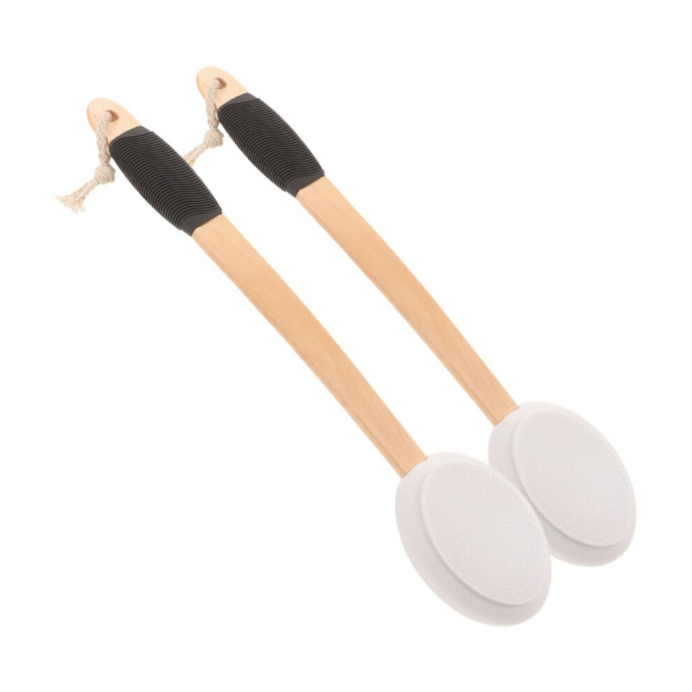 2pcs Long Handle Body Brush and Back Scrubber with Curved NonSlip Grip for Shower and Feet