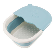 Collapsible Foot Bath Basin with Massage Bumps, Foldable Blue Foot Soak Tub for Kids and Adults
