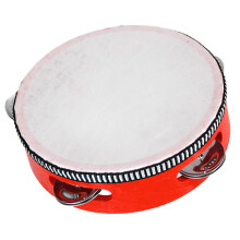 Kids Tambourine with Ergonomic Handle, 8 Inch Handheld Percussion for Music Education and Fun