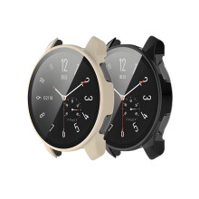 Case with Tempered Glass Screen Protector for Xiaomi Watch S1, Dual Protection, Black and White 2 Pack