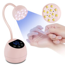 36W Cordless UV Nail Lamp with Smart Sensor, 360 Gooseneck, Timer for Gel Polish Nail Art Pink