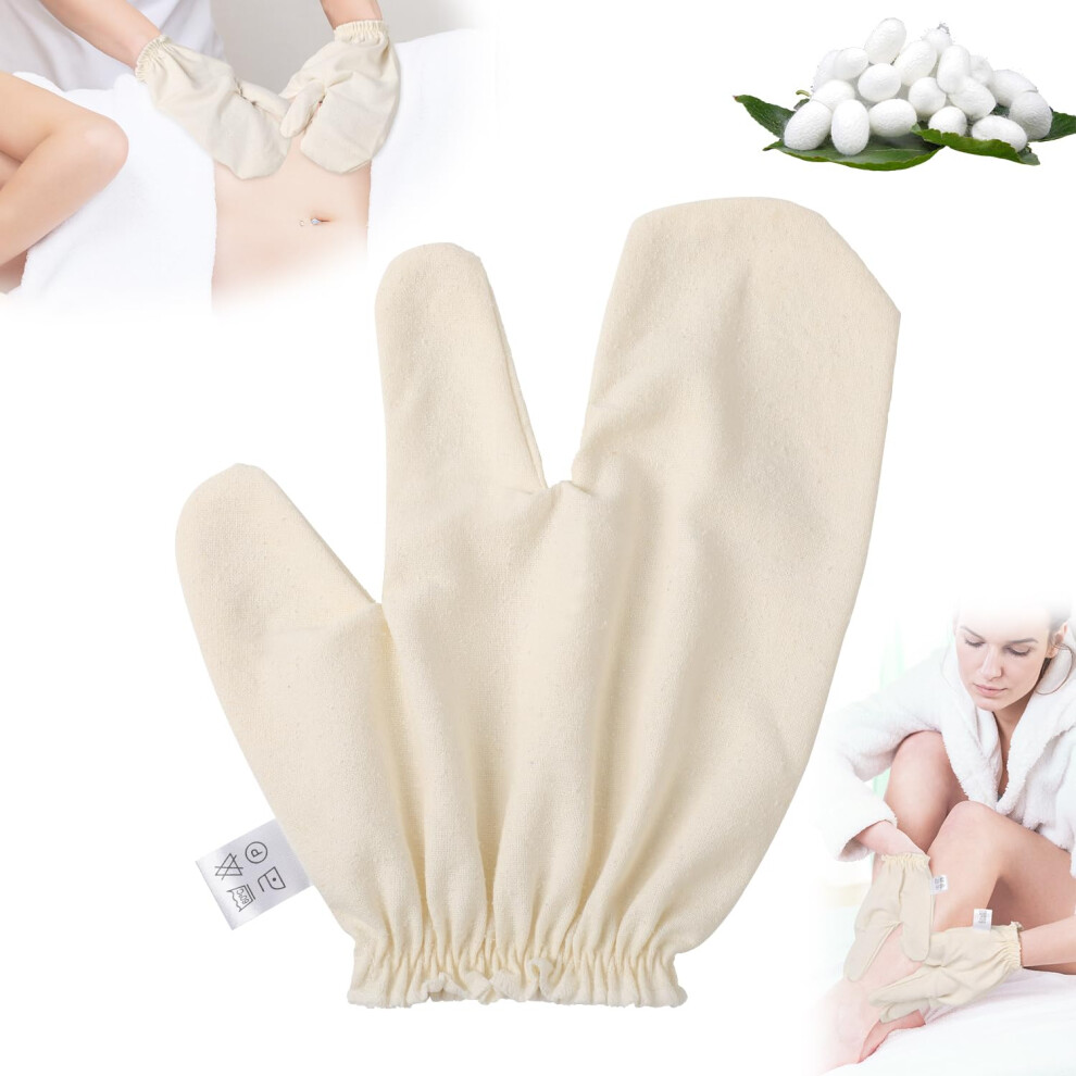 Garshana Gloves Raw Silk Exfoliating Massage for Skin Brushing with Elastic Wrist Bands