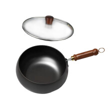 9.45 Inch Chinese Wok Pan with Glass Lid, Gas and Induction Compatible Stir Fry Wok for Home and Restaurant